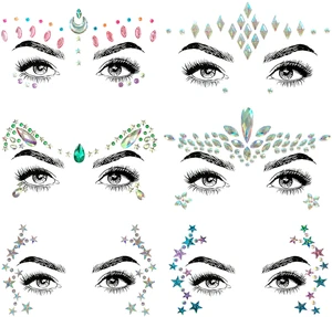6 Pcs Music Festival Face Jewels, Rhinestone Rave Gems Glitter, Crystal Birthday Party Face Stickers, Eyes Body Temporary Tattoos 6 Pcs Music Festival Face Jewels, Rhinestone Rave Gems Glitter, Crystal Birthday Party Face Stickers, Eyes Body Temporary Tattoos