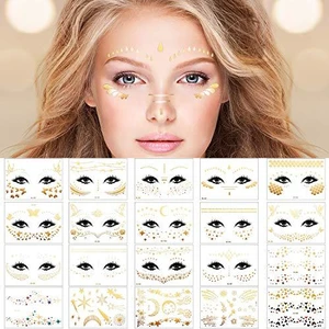 20pcs Halloween Gold Glitter Freckle Face Tattoo for Concert Festival | 20 Sheets, Halloween Glitter Freckle, Easy Transfer, Gold Face Gems for Concert Festival Makeup, Halloween Costumes Decor 20pcs Halloween Gold Glitter Freckle Face Tattoo for Concert Festival | 20 Sheets, Halloween Glitter Freckle, Easy Transfer, Gold Face Gems for Concert Festival Makeup, Halloween Costumes Decor