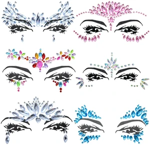 6 Sheets Face Jewels Face Gems Stick On, Self Adhesive Rhinestones for Makeup Rave Accessories for Festival Holiday Costumes 6 Sheets Face Jewels Face Gems Stick On, Self Adhesive Rhinestones for Makeup Rave Accessories for Festival Holiday Costumes