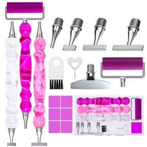 17PCS Ergonomic Diamond Art Pen Kits, with Multifunctional Metal Stainless Steel Screw Thin 1, 3, 6, 9, Tips, Correction Placers Roller Accessories (Purple + Pink + White + 5 PCS Tips) 17PCS Ergonomic Diamond Art Pen Kits, with Multifunctional Metal Stainless Steel Screw Thin 1, 3, 6, 9, Tips, Correction Placers Roller Accessories (Purple + Pink + White + 5 PCS Tips)