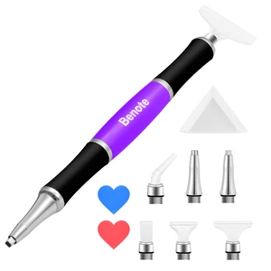 Ergonomic Diamond Art Painting Pen, Upgrade Dual Rubber Metal Screw In Tip Round And Square Drill Pen for DIY Craft 5D Diamond Paint - B10 Purple Ergonomic Diamond Art Painting Pen, Upgrade Dual Rubber Metal Screw In Tip Round And Square Drill Pen for DIY Craft 5D Diamond Paint - B10 Purple