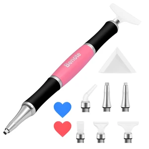 Ergonomic Diamond Art Painting Pen, Diamond Art Pen with Dual Rubber Metal Screw In Tip Round And Square Rhinestone Picker Tool for Arts DIY Craft - B10 Pink Ergonomic Diamond Art Painting Pen, Diamond Art Pen with Dual Rubber Metal Screw In Tip Round And Square Rhinestone Picker Tool for Arts DIY Craft - B10 Pink