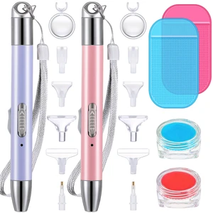 2 Pcs Diamond Painting Art Drill Pen with Light,Purple, Pink | Diamond Painting Accessories and Tools 12 Pen Heads 2 Anti-slip Mats 2 Wax Organizer Cases for DIY Craft Supplies 2 Pcs Diamond Painting Art Drill Pen with Light,Purple, Pink | Diamond Painting Accessories and Tools 12 Pen Heads 2 Anti-slip Mats 2 Wax Organizer Cases for DIY Craft Supplies