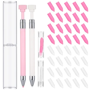 2 Pack Diamond Painting Pens with 40 Pcs Replacement Wax, Solid | Diamond Painting Tools for Art Craft, Easy Grip, with Protective Case, for Gem Nail and DIY Painting 2 Pack Diamond Painting Pens with 40 Pcs Replacement Wax, Solid | Diamond Painting Tools for Art Craft, Easy Grip, with Protective Case, for Gem Nail and DIY Painting