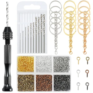 Hand Drill Set for Resin Crafts, Pin Vise Jewelry Making Kit with 10 Drill Bits, 600 Eye Screws, 15 Keychain Rings Push Drill Tool for Epoxy, Molds, DIY Projects (Pin Vise Hand Drill Set - 1) Hand Drill Set for Resin Crafts, Pin Vise Jewelry Making Kit with 10 Drill Bits, 600 Eye Screws, 15 Keychain Rings Push Drill Tool for Epoxy, Molds, DIY Projects (Pin Vise Hand Drill Set - 1)