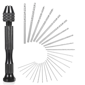 26 PCS Micro Drill Bit Set, Pin Vise Hand Drill Manual Jewelry w/Micro Drill Bits (0.5mm-2.5mm), Rotary Craft Drill for Jewelry Making, Resin, Wood, Plastic, Miniature, Beads, Clay 26 PCS Micro Drill Bit Set, Pin Vise Hand Drill Manual Jewelry w/Micro Drill Bits (0.5mm-2.5mm), Rotary Craft Drill for Jewelry Making, Resin, Wood, Plastic, Miniature, Beads, Clay