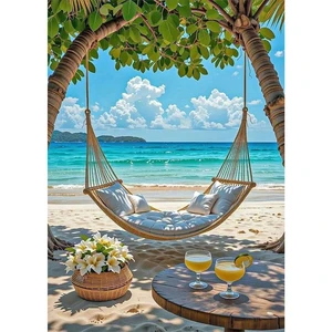 Beach Diamond Painting Kit 5D DIY Full Diamond Round Diamond ArtSwing by the Sea Diamond Art Craft for Adults and Beginners, Perfect for Home Wall Decor 12x16 in Beach Diamond Painting Kit 5D DIY Full Diamond Round Diamond ArtSwing by the Sea Diamond Art Craft for Adults and Beginners, Perfect for Home Wall Decor 12x16 in