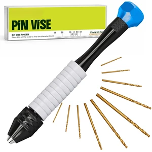 Jewelry Hand Drill Pin Vise, Micro Drill Bits Set for Resin & Crafts, Blue Jewelry Hand Drill Pin Vise, Micro Drill Bits Set for Resin & Crafts, Blue