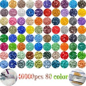 40000 Pieces 80 Color Diamond Art Painting Beads,Flat Bottom Round Resin Rhinestones for Diamond Art Painting Accessories, Round Drills for 5D DiamondArt DIY Craft 40000 Pieces 80 Color Diamond Art Painting Beads,Flat Bottom Round Resin Rhinestones for Diamond Art Painting Accessories, Round Drills for 5D DiamondArt DIY Craft