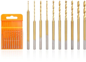 Mini Twist Drill Bit Set, 10Pcs Micro Engraving Drill Bits, 0.6mm-2.2mm, HSS 2.35mm Shank Titanium Coated Tiny Drill Bit Hole Drilling Tool for DIY Resin, Jewelry, Amber, Circuit Board, Walnut Mini Twist Drill Bit Set, 10Pcs Micro Engraving Drill Bits, 0.6mm-2.2mm, HSS 2.35mm Shank Titanium Coated Tiny Drill Bit Hole Drilling Tool for DIY Resin, Jewelry, Amber, Circuit Board, Walnut