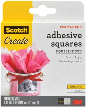 Adhesive Squares, Permanent Double-Sided Tape Squares for Crafting, Art, Gift Wrapping and More, .45 in x .45in., 1-Pack, 1000 Total Adhesive Squares, Permanent Double-Sided Tape Squares for Crafting, Art, Gift Wrapping and More, .45 in x .45in., 1-Pack, 1000 Total