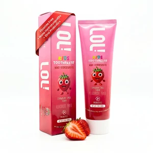 LOL! Kids Strawberry Toothpaste with Nano Hydroxyapatite, Fluoride Free | with xylitol, oral probiotic + plant-based foaming agent. SLS free. Fruit-flavored non-mint for morning and bedtime brushing. LOL! Kids Strawberry Toothpaste with Nano Hydroxyapatite, Fluoride Free | with xylitol, oral probiotic + plant-based foaming agent. SLS free. Fruit-flavored non-mint for morning and bedtime brushing.