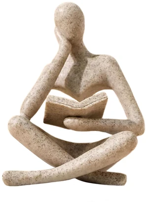 Bookshelf Decor Thinker Statue - Abstract Art Reading Thinker Sculpture Figurine Aesthetic, Modern Home Decoration for Living Room Office Shelves Coffee Table Desk Decor(Beige) Bookshelf Decor Thinker Statue - Abstract Art Reading Thinker Sculpture Figurine Aesthetic, Modern Home Decoration for Living Room Office Shelves Coffee Table Desk Decor(Beige)