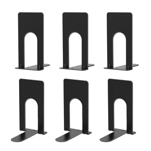 Book Ends, 3 Pairs of Small Bookends for Shelves, 3.9 x 2.8 × 5.2 in, Black Metal Book Stopper, Sturdy Book Holders for Home Office (6 Pcs, Small) Book Ends, 3 Pairs of Small Bookends for Shelves, 3.9 x 2.8 × 5.2 in, Black Metal Book Stopper, Sturdy Book Holders for Home Office (6 Pcs, Small)