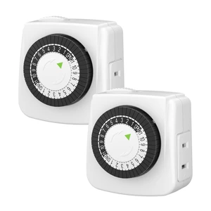 Indoor Timers Plug Mechanical 2 Prong 24-Hour Mini Lamp Timers 2 Pack, for Electrical Outlets, Fish Tank, Fans, LED Lights Indoor Timers Plug Mechanical 2 Prong 24-Hour Mini Lamp Timers 2 Pack, for Electrical Outlets, Fish Tank, Fans, LED Lights