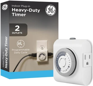 24Hour Plug-in Mechanical Timer Outlet, 2 Grounded Outlets, 1 Pack | Plug-in Control for Indoor Lighting, Lamps, Christmas Trees, Manual Override Switch, 30-Minute Intervals 24Hour Plug-in Mechanical Timer Outlet, 2 Grounded Outlets, 1 Pack | Plug-in Control for Indoor Lighting, Lamps, Christmas Trees, Manual Override Switch, 30-Minute Intervals