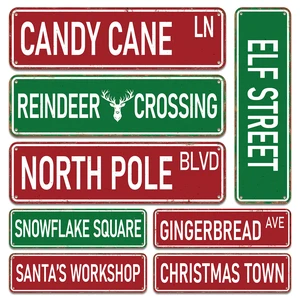 Candy Cane Lane Christmas Decorations 8 Pack, Double-Sided Vintage Street Signs of North Pole/Santas Workshop/Gingerbread & More, All-Weather Outdoor Christmas Signs Yard Tree Ornament, 4 x 14 Inch Candy Cane Lane Christmas Decorations 8 Pack, Double-Sided Vintage Street Signs of North Pole/Santas Workshop/Gingerbread & More, All-Weather Outdoor Christmas Signs Yard Tree Ornament, 4 x 14 Inch