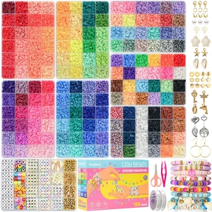 30,000 Pcs Clay Beads Bracelet Making Kit, 168 Colors 8 Boxes Flat Preppy Beads for Friendship Bracelets, Jewelry Kit with Pendant Charms Elastic String Crafts Arts Crafts Gifts 30,000 Pcs Clay Beads Bracelet Making Kit, 168 Colors 8 Boxes Flat Preppy Beads for Friendship Bracelets, Jewelry Kit with Pendant Charms Elastic String Crafts Arts Crafts Gifts