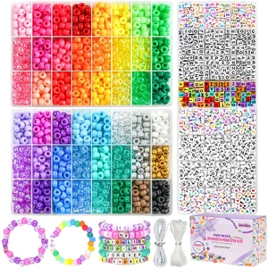 4200Pcs Pony Beads for Bracelet Making Kit, 48 Colors Kandi Beads Bracelet Kit, 2500PCS Rainbow Candy, 1700PCS Friendship Letter Bead with 20 Meter Elastic Strings 4200Pcs Pony Beads for Bracelet Making Kit, 48 Colors Kandi Beads Bracelet Kit, 2500PCS Rainbow Candy, 1700PCS Friendship Letter Bead with 20 Meter Elastic Strings