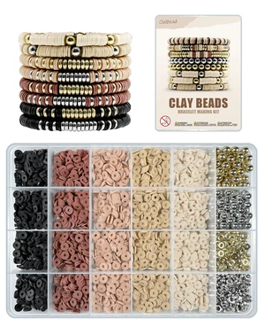Bracelet Making Kit 3200Pcs, Clay Beads Bracelet Kit with Gold Beads and Sliver Beads (Earth Tone) Bracelet Making Kit 3200Pcs, Clay Beads Bracelet Kit with Gold Beads and Sliver Beads (Earth Tone)