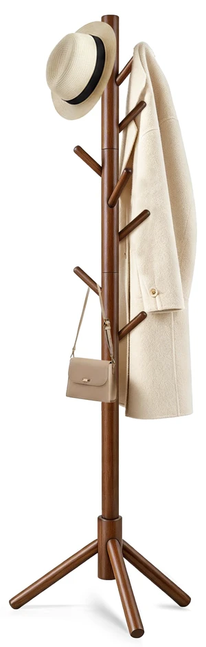 Wooden Coat Rack Freestanding with 8 Hooks & 3 Adjustable Sizes for Clothes, Space-Saving Design for Bedroom Office Entrance Holds Hats Coats Scarves Bags Wooden Coat Rack Freestanding with 8 Hooks & 3 Adjustable Sizes for Clothes, Space-Saving Design for Bedroom Office Entrance Holds Hats Coats Scarves Bags