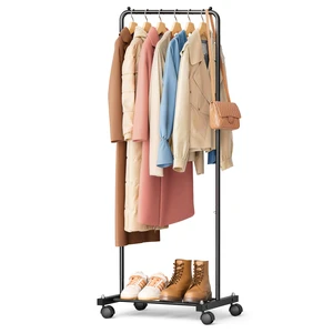 Small Clothing Rack with Wheels, Portable Clothes Racks for Hanging Clothes, 56" Metal Rolling Garment Rack for Coats, Jackets, and Shirts, Black Small Clothing Rack with Wheels, Portable Clothes Racks for Hanging Clothes, 56" Metal Rolling Garment Rack for Coats, Jackets, and Shirts, Black
