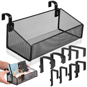 Bedside Hanging Storage Basket, Beside Shelf Metal Organizer Rack | No Drilling Required, Attaches to Bed Frame or Desk, Stores Phone and Books, 1 Basket with 10 Hooks Bedside Hanging Storage Basket, Beside Shelf Metal Organizer Rack | No Drilling Required, Attaches to Bed Frame or Desk, Stores Phone and Books, 1 Basket with 10 Hooks