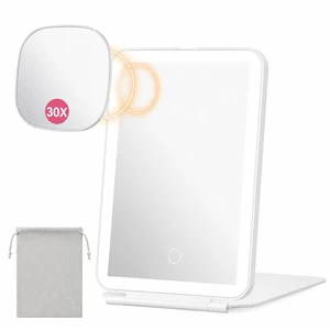 2000mAh Rechargeable Travel Makeup Mirror with 76 Led Lights | with Detachable Magnetic 30X Magnifying Mirror& Portable Pouch, Touch Dimming, 3 Light Colors, Compact Foldable Vanity Mirror 2000mAh Rechargeable Travel Makeup Mirror with 76 Led Lights | with Detachable Magnetic 30X Magnifying Mirror& Portable Pouch, Touch Dimming, 3 Light Colors, Compact Foldable Vanity Mirror
