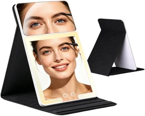 20X Magnification Travel Makeup Mirror with Lights,Rechargeable | with Leather Folding Cover, 3-Color Dimmable, Type-C Charging Port, Gifts for Women (Black) 20X Magnification Travel Makeup Mirror with Lights,Rechargeable | with Leather Folding Cover, 3-Color Dimmable, Type-C Charging Port, Gifts for Women (Black)