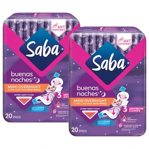 Buenas Noches Maxi Pads, Heavy Flow, with Wings, 2-Pack (40 Count) | Overnight, Unscented, Dye Free, Hypoallergenic, Soft Topsheet, SecureFit Design, Triple Protection Technology Buenas Noches Maxi Pads, Heavy Flow, with Wings, 2-Pack (40 Count) | Overnight, Unscented, Dye Free, Hypoallergenic, Soft Topsheet, SecureFit Design, Triple Protection Technology