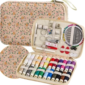 Sewing Project Kits Floral Pattern Sewing Kit with 130PCS Sewing Supplies Accessories,Printing Sewing Set with Zipper Sewing Supplies Case,for Travel Emergency, Home Sewing Project Kits Floral Pattern Sewing Kit with 130PCS Sewing Supplies Accessories,Printing Sewing Set with Zipper Sewing Supplies Case,for Travel Emergency, Home