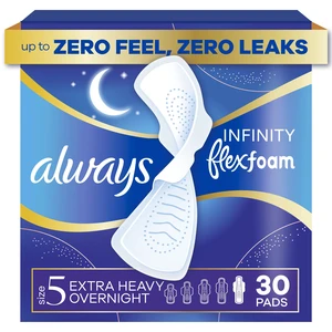 Infinity Feminine Pads for Women, Flexfoam Pads with Wings, Size 5, Extra Heavy Overnight Absorbency, Unscented, 30 Count Infinity Feminine Pads for Women, Flexfoam Pads with Wings, Size 5, Extra Heavy Overnight Absorbency, Unscented, 30 Count