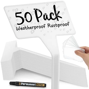 50 Pack Outdoor Plant Label, Large Waterproof Plastic Plant T-Type Tags, Durable Nursery Garden Markers, Perfect for Herbs, Flowers, Vegetable (Height 11.8'') 50 Pack Outdoor Plant Label, Large Waterproof Plastic Plant T-Type Tags, Durable Nursery Garden Markers, Perfect for Herbs, Flowers, Vegetable (Height 11.8'')