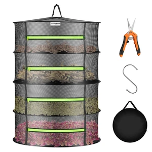4-Layer Mesh Drying Rack Hanging Design with Green Zippers for Dehydrating, Indoor and Outdoor Pruning Shears Included 4-Layer Mesh Drying Rack Hanging Design with Green Zippers for Dehydrating, Indoor and Outdoor Pruning Shears Included