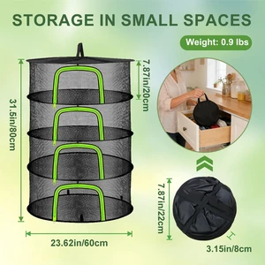 4 Layer Herb Drying Rack, Hanging Mesh Net, Foldable Plant Drying Rack With U-Shaped Zipper, Garden Trimming Shears and Hooks, For Drying Herbs Plants, Fruits, Seafood, Clothing(4 Layers-23.62'') 4 Layer Herb Drying Rack, Hanging Mesh Net, Foldable Plant Drying Rack With U-Shaped Zipper, Garden Trimming Shears and Hooks, For Drying Herbs Plants, Fruits, Seafood, Clothing(4 Layers-23.62'')