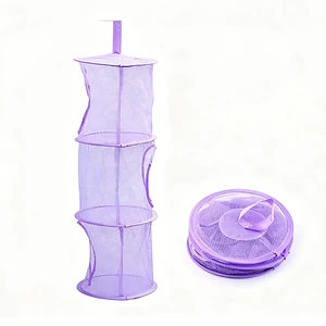 Mesh Hanging Storage Basket with 3 Tiers,Foldable Hanging Storage Organizer Net Bag for Toys,Space Saving Clothes Lingerie Bra Underwear Socks Hanging Mesh Drying Net Laundry Hamper (Purple) Mesh Hanging Storage Basket with 3 Tiers,Foldable Hanging Storage Organizer Net Bag for Toys,Space Saving Clothes Lingerie Bra Underwear Socks Hanging Mesh Drying Net Laundry Hamper (Purple)
