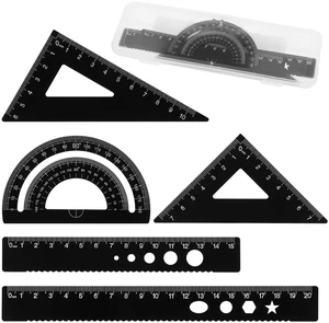 5Pcs Metal Geometry Set, Math Drafting Ruler Kit Aluminum Triangle Rulers Metal Ruler Drafting Tools, Metal Triangular Scale Ruler Set, Protractor, 6/8 Inches Drawing Ruler for Architect Engineer 5Pcs Metal Geometry Set, Math Drafting Ruler Kit Aluminum Triangle Rulers Metal Ruler Drafting Tools, Metal Triangular Scale Ruler Set, Protractor, 6/8 Inches Drawing Ruler for Architect Engineer