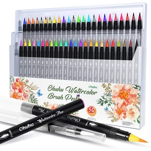 Professional Watercolor Brush Markers Pen 48 Colors of Ohuhu, Water Based Drawing Marker Brushes W/A Blending Aqua Pen, Water Soluble for Adult Coloring Books Comic Calligraphy Professional Watercolor Brush Markers Pen 48 Colors of Ohuhu, Water Based Drawing Marker Brushes W/A Blending Aqua Pen, Water Soluble for Adult Coloring Books Comic Calligraphy