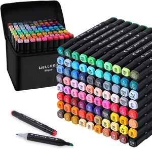 Alcohol Markers, 80 Colors Dual Brush Tip Permanent Art Markers, Coloring Marker, for Book Painting Card Making, Christmas gift for Adults Kids 8-12 Alcohol Markers, 80 Colors Dual Brush Tip Permanent Art Markers, Coloring Marker, for Book Painting Card Making, Christmas gift for Adults Kids 8-12