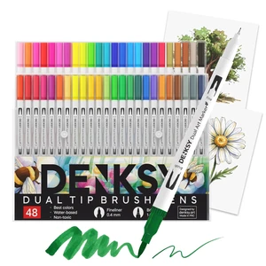 48 Watercolor Markers Set | Water Color Pens with Brush & Fineliner, Water-Based Art Markers | Dual Tip Markers for Adult Coloring, Lettering, Calligraphy, Sketching, Journaling & Illustration 48 Watercolor Markers Set | Water Color Pens with Brush & Fineliner, Water-Based Art Markers | Dual Tip Markers for Adult Coloring, Lettering, Calligraphy, Sketching, Journaling & Illustration