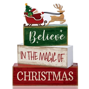 4 Pcs Christmas Table Decorations Wooden Stacked Block Santa | Rustic Farmhouse Block Sign with Believe Message, Tiered Tray Decor for Home Shelf, Xmas Decorations for Mantel Party 4 Pcs Christmas Table Decorations Wooden Stacked Block Santa | Rustic Farmhouse Block Sign with Believe Message, Tiered Tray Decor for Home Shelf, Xmas Decorations for Mantel Party