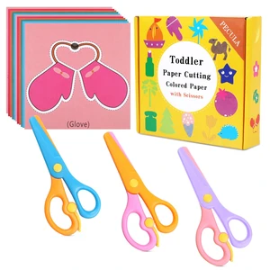Safety Scissors For Toddler, Kids, Children - Plastic, Dual-Color Preschool Training Scissors(3 Pack), Paper Cutting(96 Pcs) Set For Paper Craft Supplies Safety Scissors For Toddler, Kids, Children - Plastic, Dual-Color Preschool Training Scissors(3 Pack), Paper Cutting(96 Pcs) Set For Paper Craft Supplies