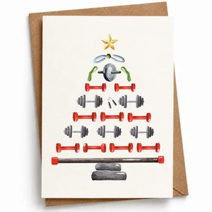 Gym Christmas Card Dumbbell Xmas Tree Gift for Gym Lover Persional Trainer | weightlifting cards sporty holiday festive greeting blank inside kraft envelope workout buddy bestie partner coach brother Gym Christmas Card Dumbbell Xmas Tree Gift for Gym Lover Persional Trainer | weightlifting cards sporty holiday festive greeting blank inside kraft envelope workout buddy bestie partner coach brother