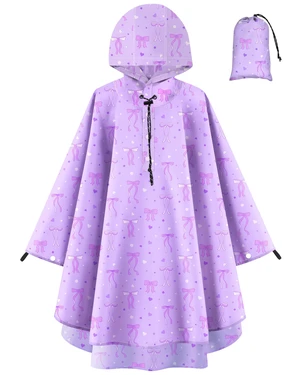 Kids Rain Poncho with Hooded Girls Poncho Reusable Waterproof Lightweight Ponchos Kids Raincoat Outwear 6-10 Year Bow Kids Rain Poncho with Hooded Girls Poncho Reusable Waterproof Lightweight Ponchos Kids Raincoat Outwear 6-10 Year Bow