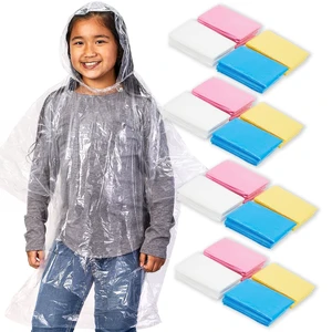 Kids Disposable Rain Ponchos - Waterproof PE Plastic Travel Gear | 4 Assorted Colors 20 Pack 42 x 60 Inches Kids Disposable Rain Ponchos - Waterproof PE Plastic Travel Gear | 4 Assorted Colors 20 Pack 42 x 60 Inches