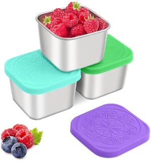 Stainless Steel Snack Containers for Kids,7.2oz Easy Open Leak Proof Reusable Snack Box Container with Lids,Small Lunch Containers for Meal Prep,School,Picnic and Travel-3Pack Stainless Steel Snack Containers for Kids,7.2oz Easy Open Leak Proof Reusable Snack Box Container with Lids,Small Lunch Containers for Meal Prep,School,Picnic and Travel-3Pack