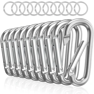 3" Aluminum Carabiner D Ring, Keychain Spring Snap Hooks 10 Pack | Multipurpose Key Clips for Bag Buckle, Backpack, Water Bottle, Dog Leash, Camping, Hiking, Fishing & Outdoor Accessories 3" Aluminum Carabiner D Ring, Keychain Spring Snap Hooks 10 Pack | Multipurpose Key Clips for Bag Buckle, Backpack, Water Bottle, Dog Leash, Camping, Hiking, Fishing & Outdoor Accessories