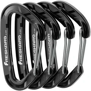 15kN Heavy Duty Wiregate Carabiners Clips, Wire Gate Spring Snap Quick Draws, for Camping Hiking, Hammocks, Aluminium Caribeaners for Backpacking and Dog Leash, 4Pack, Black, Medium Size 15kN Heavy Duty Wiregate Carabiners Clips, Wire Gate Spring Snap Quick Draws, for Camping Hiking, Hammocks, Aluminium Caribeaners for Backpacking and Dog Leash, 4Pack, Black, Medium Size