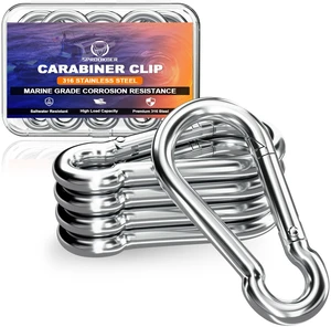 316 Stainless Steel Marine Grade 2.36Inch Carabiner Clips, 5 Pack | Heavy Duty Spring Snap Hook for Boat, Scuba Diving, Hammock Swing, Large Dog Leash, Gym Equipment & Outdoor Camping Gear 316 Stainless Steel Marine Grade 2.36Inch Carabiner Clips, 5 Pack | Heavy Duty Spring Snap Hook for Boat, Scuba Diving, Hammock Swing, Large Dog Leash, Gym Equipment & Outdoor Camping Gear
