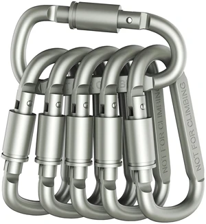 Premium Aluminum D-Ring Locking Carabiners (Pack of 6) - Lightweight & Durable for Hiking, Camping, Keychains, Dog Leashes & More - NOT for Climbing Premium Aluminum D-Ring Locking Carabiners (Pack of 6) - Lightweight & Durable for Hiking, Camping, Keychains, Dog Leashes & More - NOT for Climbing